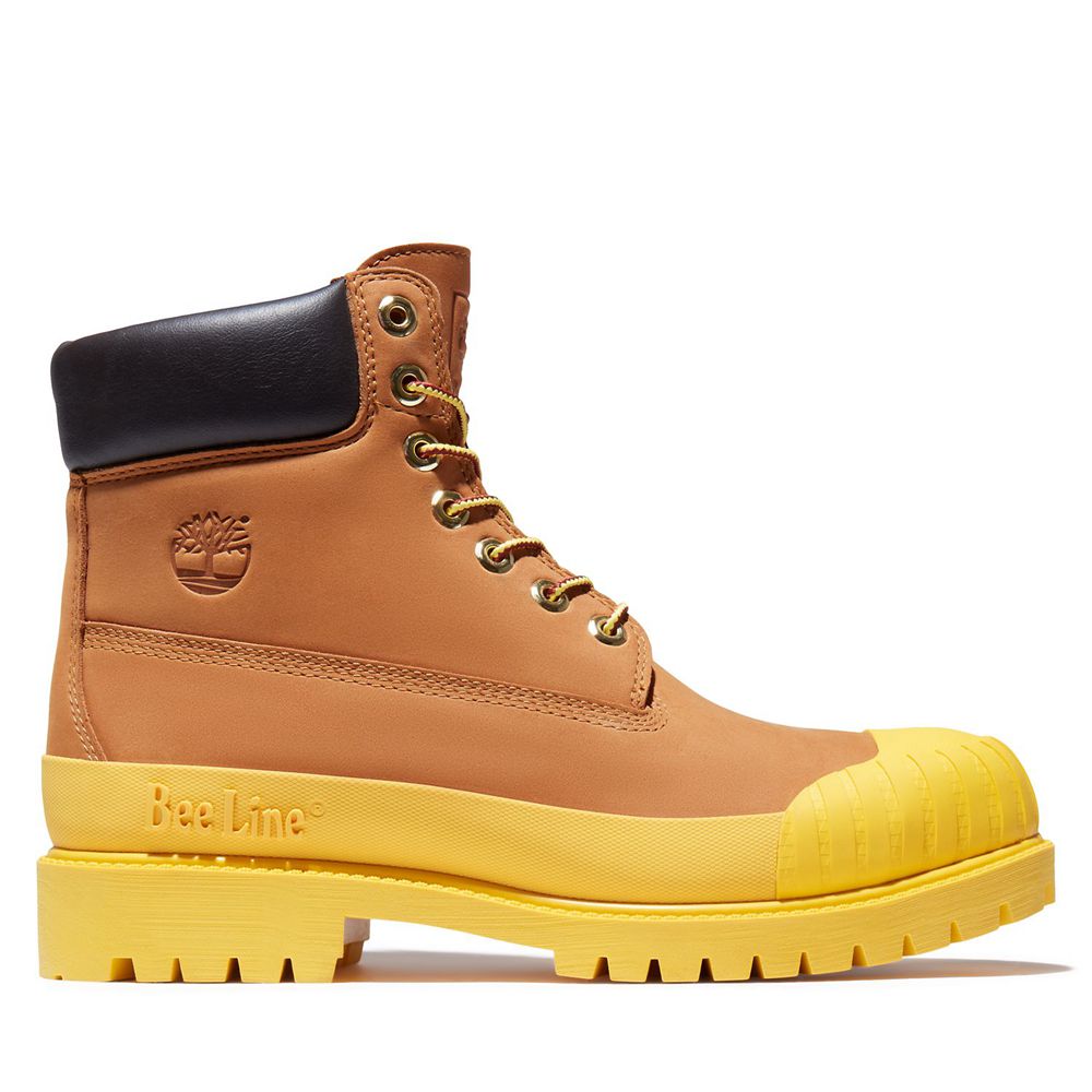 Botas Masculino - Timberland 6-Inch Bee Line X Impermeavel Rubber Toe - VSRJU4351 - Marrom/Amarelas